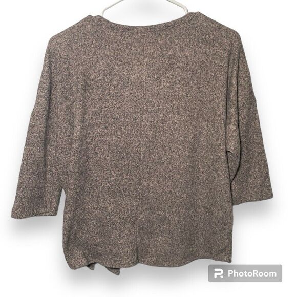 Joie de Vivre Womens Top Size M Gray Beaded Half Sleeve Tie Front Pullover Fall - Picture 2 of 8